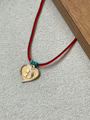 Rupen Kraft Kırmızı Ipli 14 Ayar Altın D Harfi Kolye Altın Kalpli Harf Kolye Altın Harf