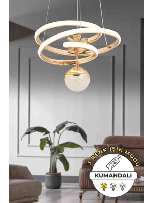 Modern Sarı Kumandalı 3 Renk Işık Sarkıt LED Avize
