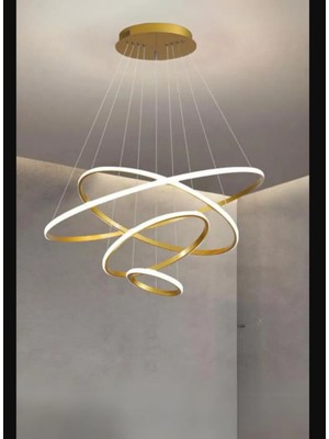 Modern Dörtlü Halka Sarkıt LED Avize, Salona ve Mutfakta Şık Işıklandırma