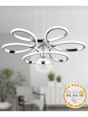 Yonca Krom Gövde Tek Toplu Sarkıt Avize