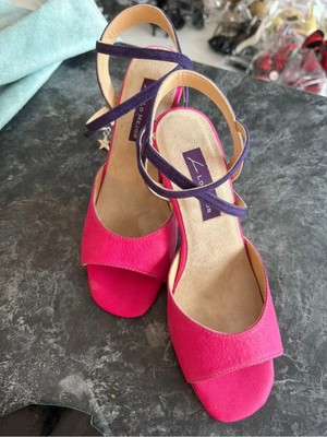 Lo Mejor Shoes Sessiz Işık Fuşya Tango Dans ve Salon Ayakkabısı 8,5 cm 13 Pont Koni Model Topuk Kelebek Model