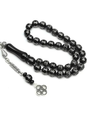 Blackcraft Yıldız Işlemeli Oltu Taşı Tespih