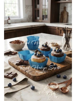Trend Hediye Sepeti 200 Adet Mini Kare Cupcake Kapsülü - Yağ Geçirmez Premium Lokmalık Sunum Kağıdı - 35X45X15MM
