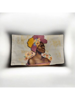 Mutlu Köşe Çift Tarafı Dijital Baskı Keten Pamuk Premium Dizayn Dikdörtgen Kırlent Kılıfı Bel Kırlenti