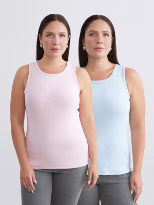 Lc Waikiki Yeni Sezon Büyük Beden Bisiklet Yaka Kadın Atlet 2'li