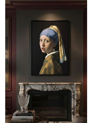 Safir Design Inci Küpeli Kız Duvar Sanatı | Modern Çerçeveli Tablo