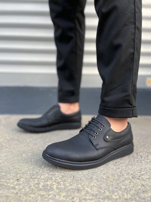 Zapatos JY0610 Clasico Bağcıklı Cilt Erkek Günlük Klasik Ayakkabı Cst - Mat Siyah