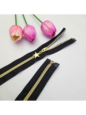 Kaf Kumaş Ferace Mont Hırka Fermuarı | Separe Tip 5 Naylon Dişli Yıldız Elcikli Fermuar Siyah