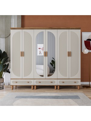 Velmo Barrel 6 Kapaklı Aynalı Gardırop (Aytaşı)