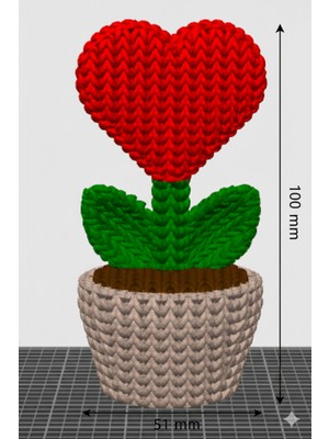 Antilop 3D Baskı Dekoratif Saksı Çiçeği – Kalp Formlu Çiçek, Masa & Raf Dekoru