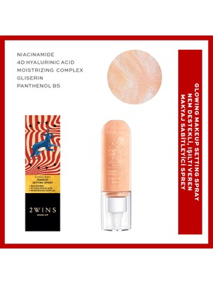2WINS 100 ml Işıltılı Makyaj Sabitleme Spreyi Gün Boyu Kalıcı Nem Desteği Sunar