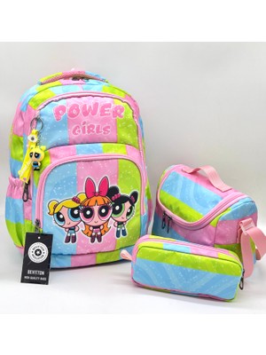Bevitton Kız Çocuk Ilk Okul Çantası 3'lü Set Ilkokul Çantası Karakter Desenli Takım Renkli