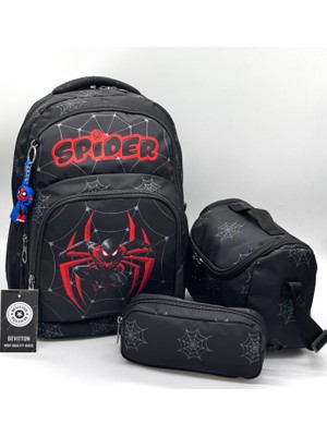Bevitton Erkek Çocuk Ilk Okul Çantası Siyah 3'lü Set Ilkokul Çantası Karakter Desenli Takım