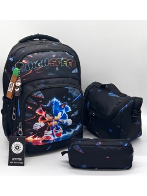 Bevitton Erkek Çocuk Ilk Okul Çantası 3'lü Set Ilkokul Çantası Siyah Karakter Desenli Takım