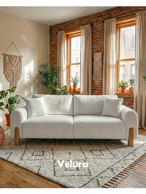 Velura Home & Living Mora Bohem Üçlü Kanepe & 3'lü Koltuk - Beyaz