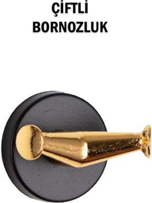 Tesitay Çiftli Bornozluk Siyah Gold Renk