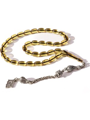 Tesbihkenti Siyah Ip Geçişli Özel Döküm Ateş Tesbih