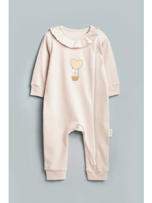 Vauva Kız Bebek Çocuk Tulum Nakışlı Yaka Fırfırlı Tulum Çift Taraf Fermuarlı Tulum