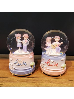 Popüler Sepet Sevimli Sevgililer Büyük Boy Kar Küresi