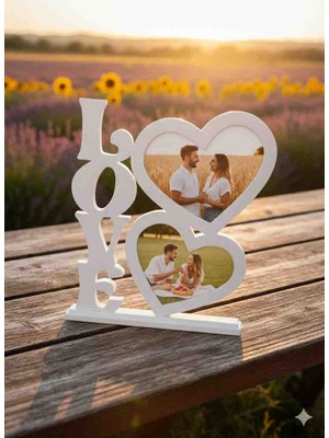 Minelly Loveframe | Kalpli Love Fotoğraf Çerçevesi – 3D Baskı Çiftlere Özel Hediyelik