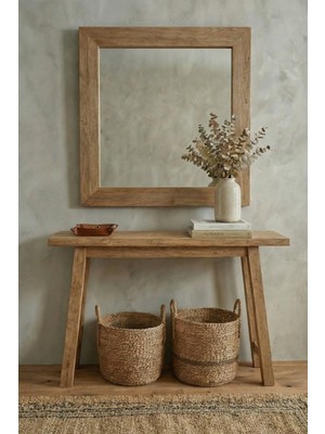 Dekoratif Kare Ayna Natural Antre Hol Koridor Duvar Salon Mutfak Banyo Wc Ofis Aynası