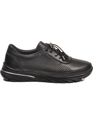 Ayakmod Siyah Hakiki Deri Kadın Günlük Ayakkabı PLV020 Z