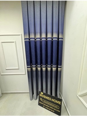 Nivemes Home Nivemeshome Nilüfer V -517 Lacivert 1/3 Pileli Fon Perde Apm