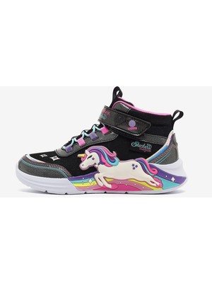Skechers Unicorn Chaser Büyük Kız Çocuk Siyah Işıklı Bot 303302L Bkmt