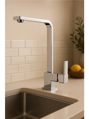 FSM Kare Mutfak Eviye Bataryası Iri Gövde Tam Paslanmaz Çift Su Girişli Pirinç Malzeme 2 Sene Garantili