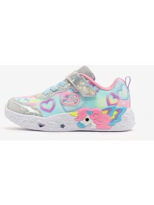 Skechers Unicorn Charmer Lil Heart Sparkles Küçük Kız Çocuk Gri Işıklı Spor Ayakkabı 303064N Smlt
