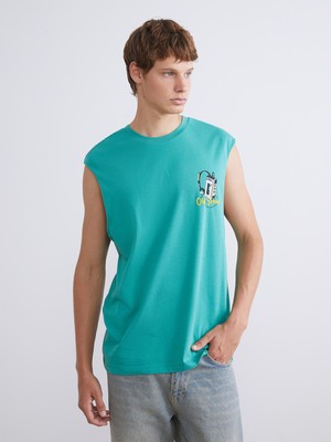 Lc Waikiki Yeni Sezon Bisiklet Yaka Baskılı Erkek Kolsuz Tişört