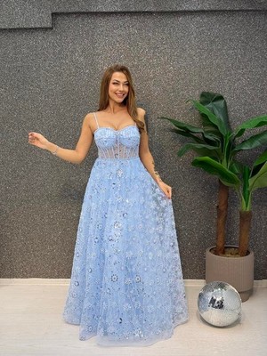 E&A Eren Abiye Ince Askılı Boncuk Islemelı Abıye