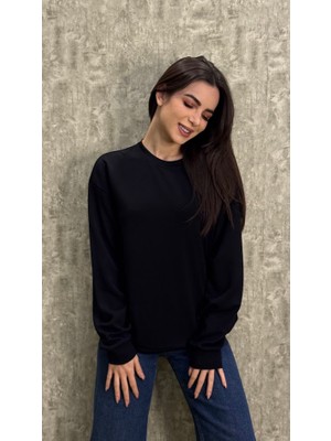 Leilaa Bisiklet Yaka Modal Kumaş Basic Sweatshirt