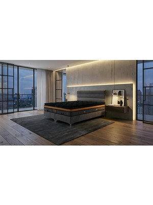 Siste Genç Mobilya Karam Siyah Renk Çift Kişilik 160X200 (Yatak-Baza-Başlık) Set (2026 Serisi)