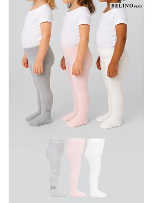 Belinoplus Kız Bebek 3 Lü Paket Fitilli Desen Aksesuarlı Külotlu Çorap