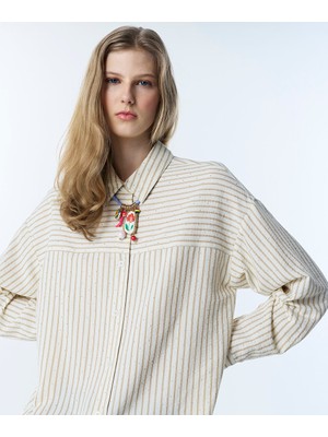 Twist Hotfıx Baskılı Çizgi Desen Gömlek TS1260025160018