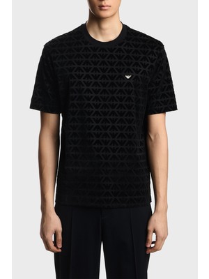 Emporio Armani Tamamı Logolu Regular Fit Bisiklet Yaka T Shirt Erkek T Shirt EM005343 AF10017 FC307