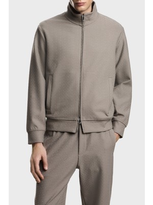 Emporio Armani Pamuk Karışımlı Regular Fit Logolu Fermuarlı Dik Yaka Sweat Erkek Sweat EM004534 AF13700 F8219