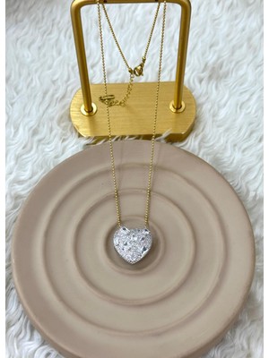 Septemmart Zirkon Taşlı Kararmaz Ayarlanabilir Kalp Figürlü Gold Çelik Kolye