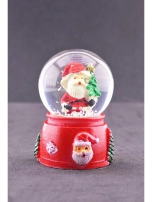 Marsilyan Noel Baba ve Çam Ağacı Temalı Mini Boy Işıklı Yılbaşı Kar Küresi 6.5 cm E