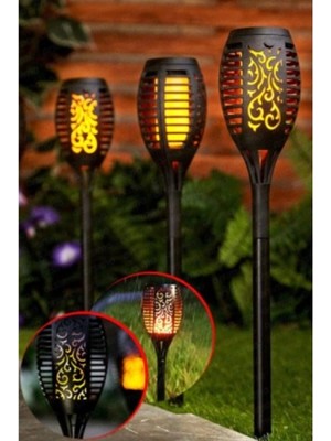Marsilyan 6 Adet Bahçe Lambası Alev Efektli Solar Led Güneş Enerjili Aydınlatma 50 Cm