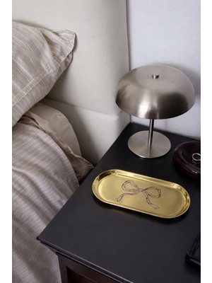 Beige & Stone Fiyonk Desenli Gold Paslanmaz Çelik Çok Amaçlı Tepsi - Takılık, Sunumluk, Organizer ve Düzenleyici