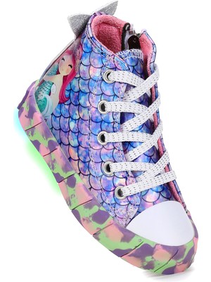 Kiko Kids Ruse Deniz Kızı Fermuarlı Işıklı Kız Bebek Spor Ayakkabı