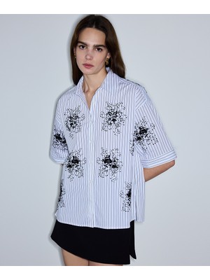 İpekyol Çiçek nakışlı payetli gömlek IS1260025123002