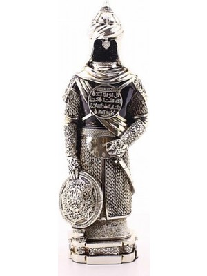 Marsilyan Zırhlı Cevşen Ayetli Asker Gümüş Biblo 3 Boyutlu Büyük Boy 32 cm-017