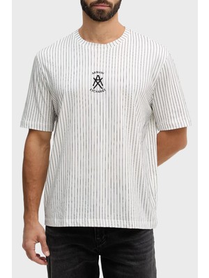 Armani Exchange Pamuklu Regular Fit Logolu Bisiklet Yaka Çizgili T Shirt Erkek T Shirt XM001791 AF10356 F0158