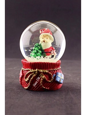 Marsilyan Yeni Yıl Noel Baba ve Çam Ağacı Temalı Mini Boy Kar Küresi 6,5 cm
