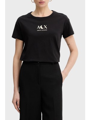 Armani Exchange Pamuklu Regular Fit Logolu Bisiklet Yaka T Shirt Bayan T Shirt XW001850 AF10356 UC001