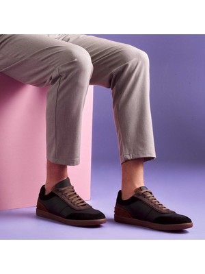 Tergan Siyah Hakiki Süet Deri Erkek Sneaker - E25I1AY57333-A01