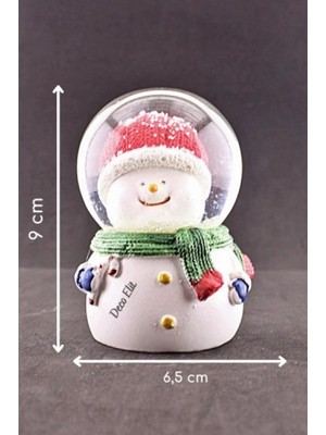 Marsilyan Tombik Kardan Adam Temalı Orta Boy Işıklı Kar Küresi 9 cm
